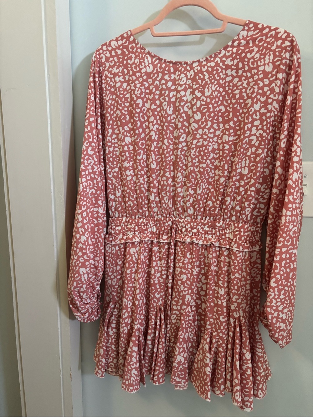 Dusty Rose Leopard Print Drawstring Romper